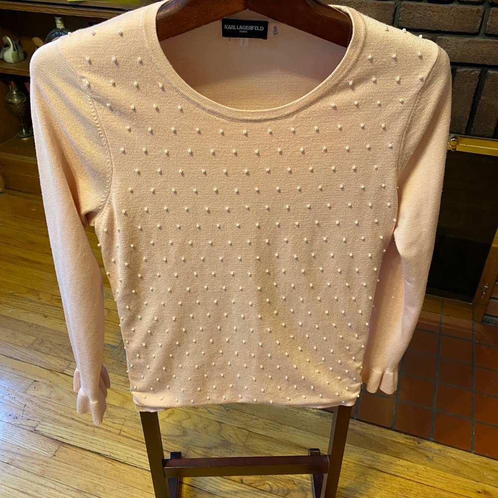 Karl Lagerfield sweater with pearl decoration L